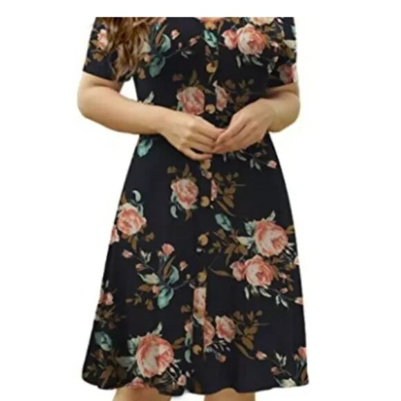 VOIANLIMO 4X Women’s Summer Short Sleeve Button Down Dress - Picture 10 of 10